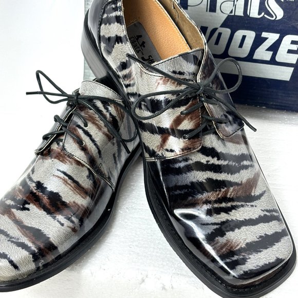 Vintage Zebra Zoot  Silver Brwn/Blk   Oxford Formal Dress Shoe Rare OOAK NWOT - Picture 3 of 12